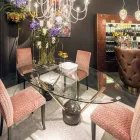 Mesa de design oval com 100% Made in Italy Zoe glass top Viadurini