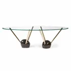 Mesa de design oval com 100% Made in Italy Zoe glass top Viadurini