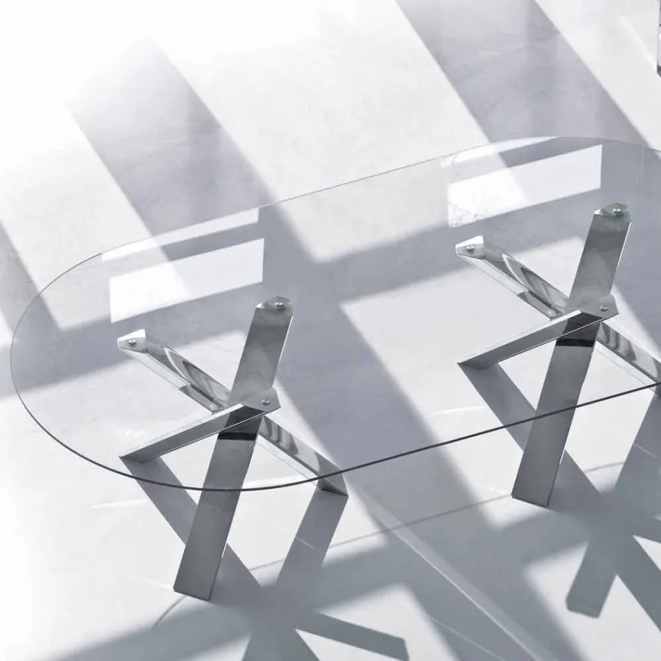 Mesa de design oval em vidro 280x120cm made in Italy Tree Viadurini