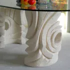 Mesa oval Petra com tampo de vidro de design moderno Erinni Viadurini