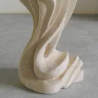 Mesa de pedra oval com tampo de cristal no moderno design Agave Viadurini