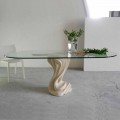 Mesa de jantar design feita de cristal e pedra natural Vicenza Agave