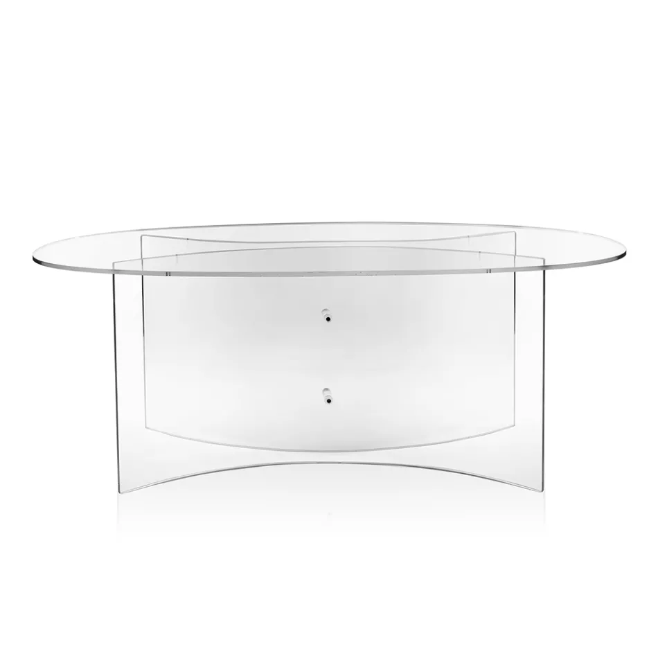 Mesa oval em plexiglass transparente, fabricada na Itália - Gabriela Viadurini