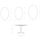 Mesa oval Tulip Saarinen, 74 cm de altura, em cerâmica fosca Florim Statuario - Scarlet Viadurini