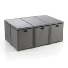 Mesa interior e exterior com 6 cadeiras com encosto reclinável e 4 pufes - Venir Viadurini