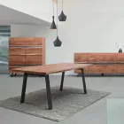 Mesa de Jantar Design em Madeira e Aço Homemotion - Cannes Viadurini