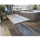 Mesa banhada a carvalho maciço e base de cristal fabricada na Itália - Noelia Viadurini