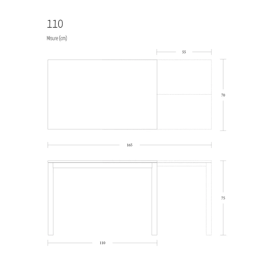 Mesa de Jantar Extensível 190 cm Metal e Madeira Made in Italy - Euclidiana Viadurini