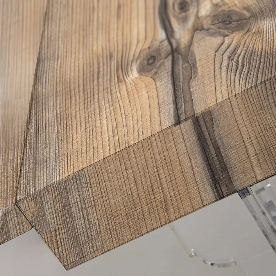 Mesa de jantar extensível até 255 cm em Plexiglass e Madeira Made in Italy - Francoise Viadurini