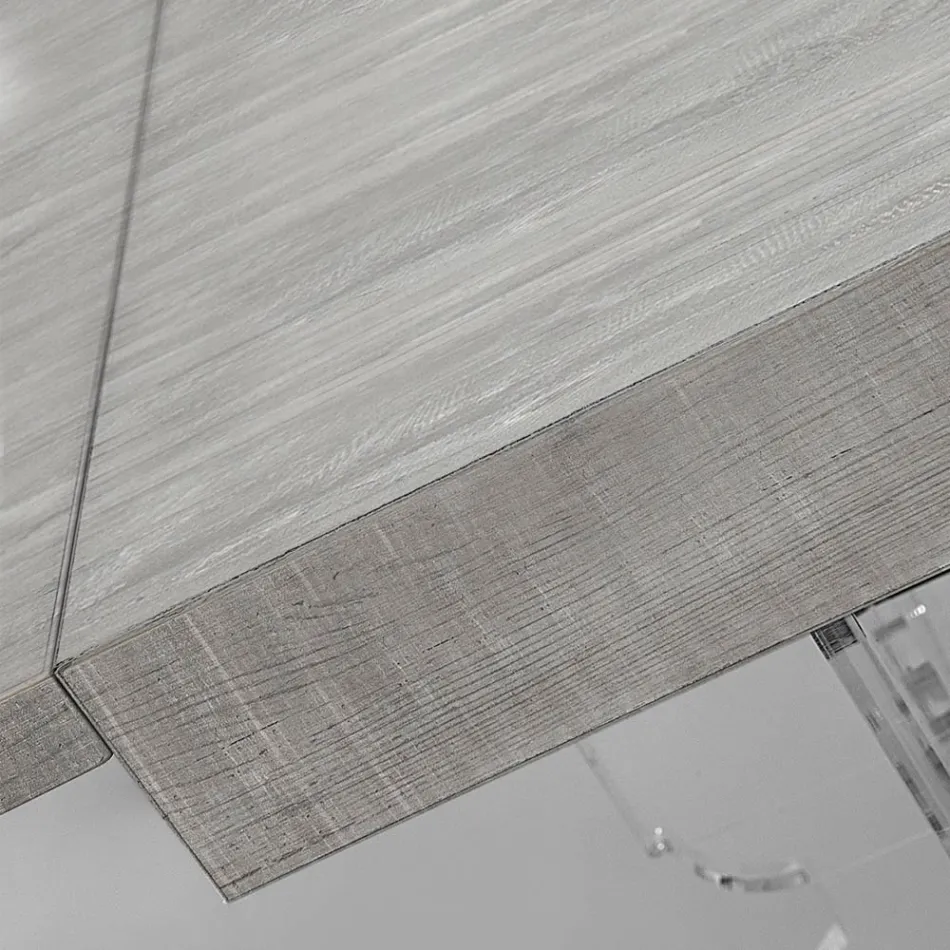 Mesa de jantar extensível até 255 cm em Plexiglass e Madeira Made in Italy - Francoise Viadurini