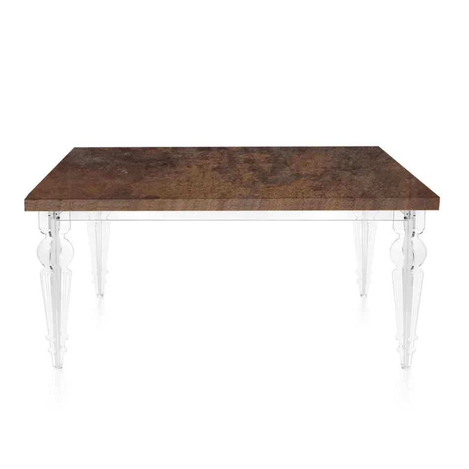 Mesa de jantar extensível até 255 cm em Plexiglass e Madeira Made in Italy - Francoise Viadurini
