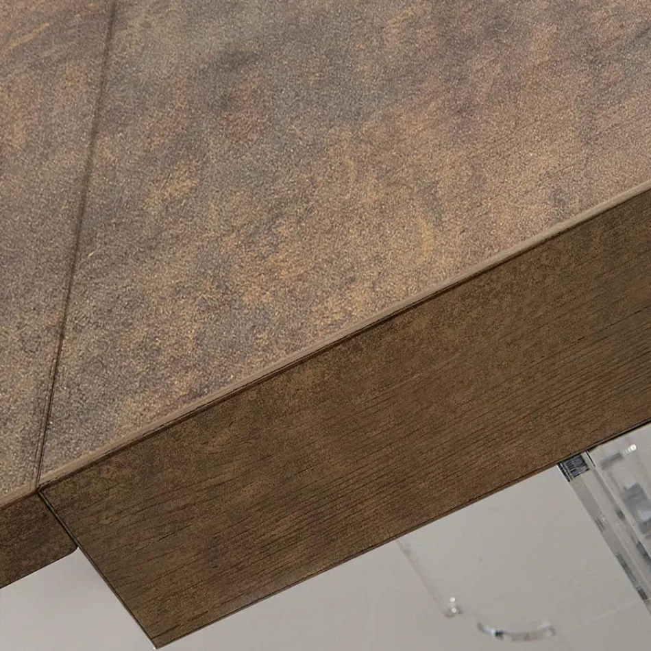 Mesa de jantar extensível até 255 cm em Plexiglass e Madeira Made in Italy - Francoise Viadurini