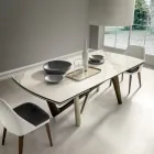 Mesa de jantar extensível até 294 cm de cerâmica polida e poliuretano - Stalto Viadurini