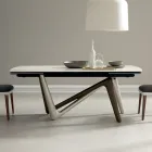 Mesa de jantar extensível até 294 cm de cerâmica polida e poliuretano - Stalto Viadurini