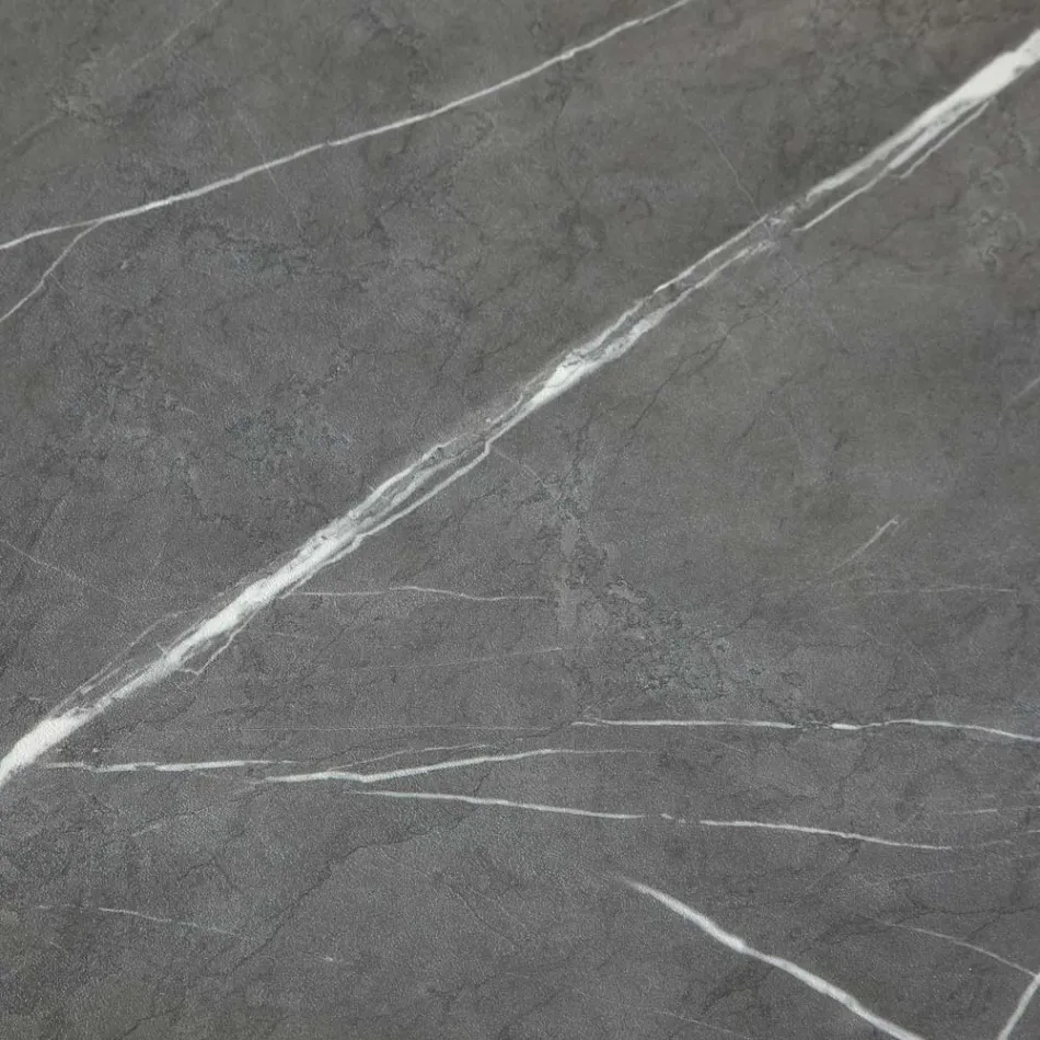 Mesa de jantar extensível até 165 cm em aço e madeira melamina - Veneto Viadurini