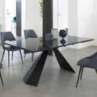 Mesa de jantar extensível até 270 cm com tampo de vidro cerâmico - Trasimeno Viadurini