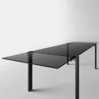 Mesa de jantar extensível até 280 cm com tampo de vidro Made in Italy - Melo Viadurini