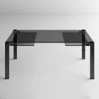 Mesa de jantar extensível até 280 cm com tampo de vidro Made in Italy - Melo Viadurini