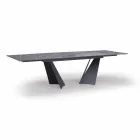 Mesa de Jantar Extensível Até 294 cm em Gres e Metal Made in Italy - Nuzzio Viadurini