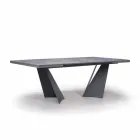 Mesa de Jantar Extensível Até 294 cm em Gres e Metal Made in Italy - Nuzzio Viadurini