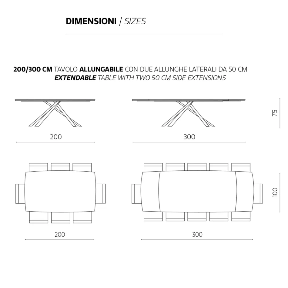 Mesa de Jantar Extensível até 300 cm em Carvalho Made in Italy - Antonino Viadurini
