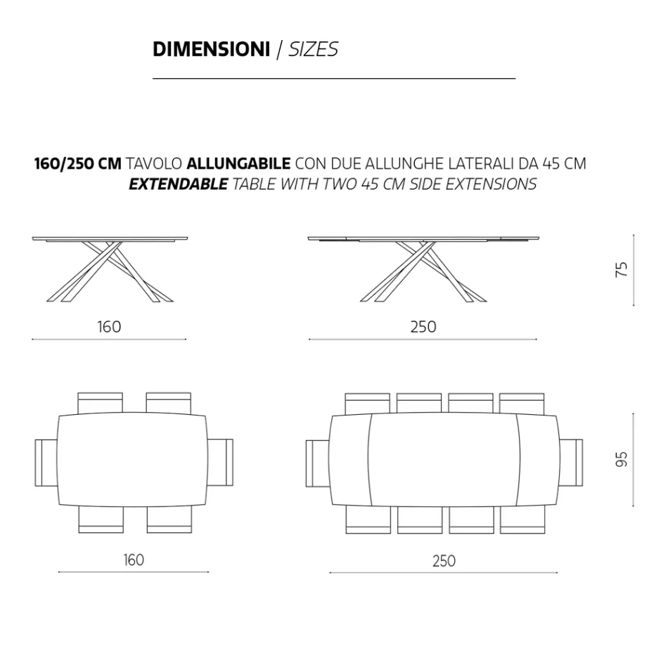 Mesa de Jantar Extensível até 300 cm em Carvalho Made in Italy - Antonino Viadurini