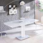 Mesa de jantar extensível em vidro e imitação de couro, L120 / 180xP90cm, Lelia Viadurini