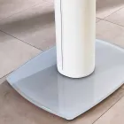 Mesa de jantar extensível em vidro e imitação de couro, L120 / 180xP90cm, Lelia Viadurini