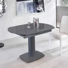 Mesa de jantar extensível em vidro e imitação de couro, L120 / 180xP90cm, Lelia Viadurini
