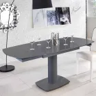 Mesa de jantar extensível em vidro e imitação de couro, L120 / 180xP90cm, Lelia Viadurini