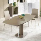 Mesa de jantar extensível em vidro e imitação de couro, L120 / 180xP90cm, Lelia Viadurini