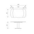 Mesa de jantar extensível em vidro e imitação de couro, L120 / 180xP90cm, Lelia Viadurini