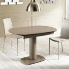 Mesa de jantar extensível em vidro e imitação de couro, L120 / 180xP90cm, Lelia Viadurini
