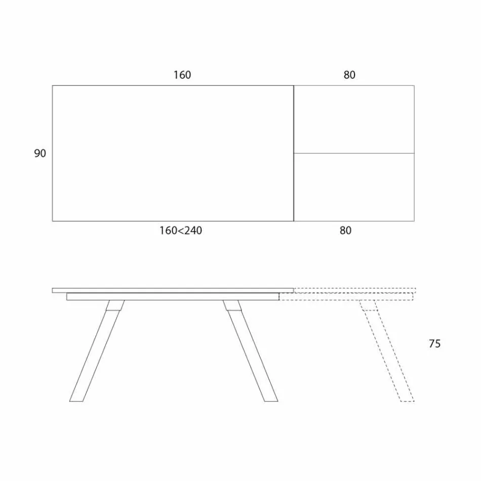 Mesa de jantar extensível Tampo de cerâmica até 2,8 m Fabricado na Itália - Paoluccio Viadurini