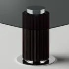 Mesa de jantar com tampo quadrado de vidro e base de madeira fabricada na Itália - Kuadro Viadurini