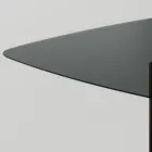 Mesa de jantar com tampo quadrado de vidro e base de madeira fabricada na Itália - Kuadro Viadurini