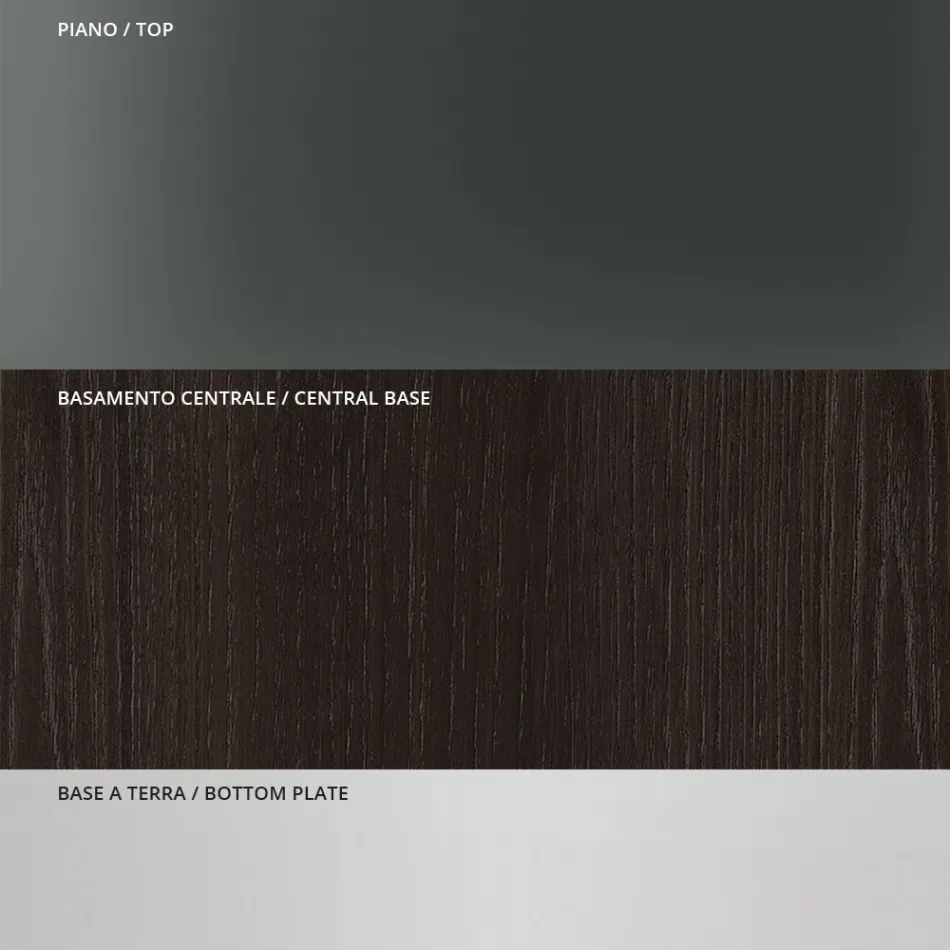 Mesa de jantar com tampo quadrado de vidro e base de madeira fabricada na Itália - Kuadro Viadurini