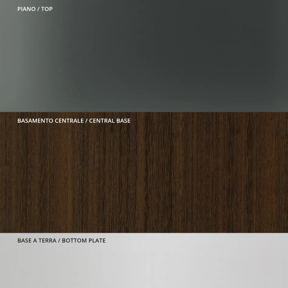 Mesa de jantar com tampo quadrado de vidro e base de madeira fabricada na Itália - Kuadro Viadurini