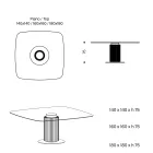 Mesa de jantar com tampo quadrado de vidro e base de madeira fabricada na Itália - Kuadro Viadurini