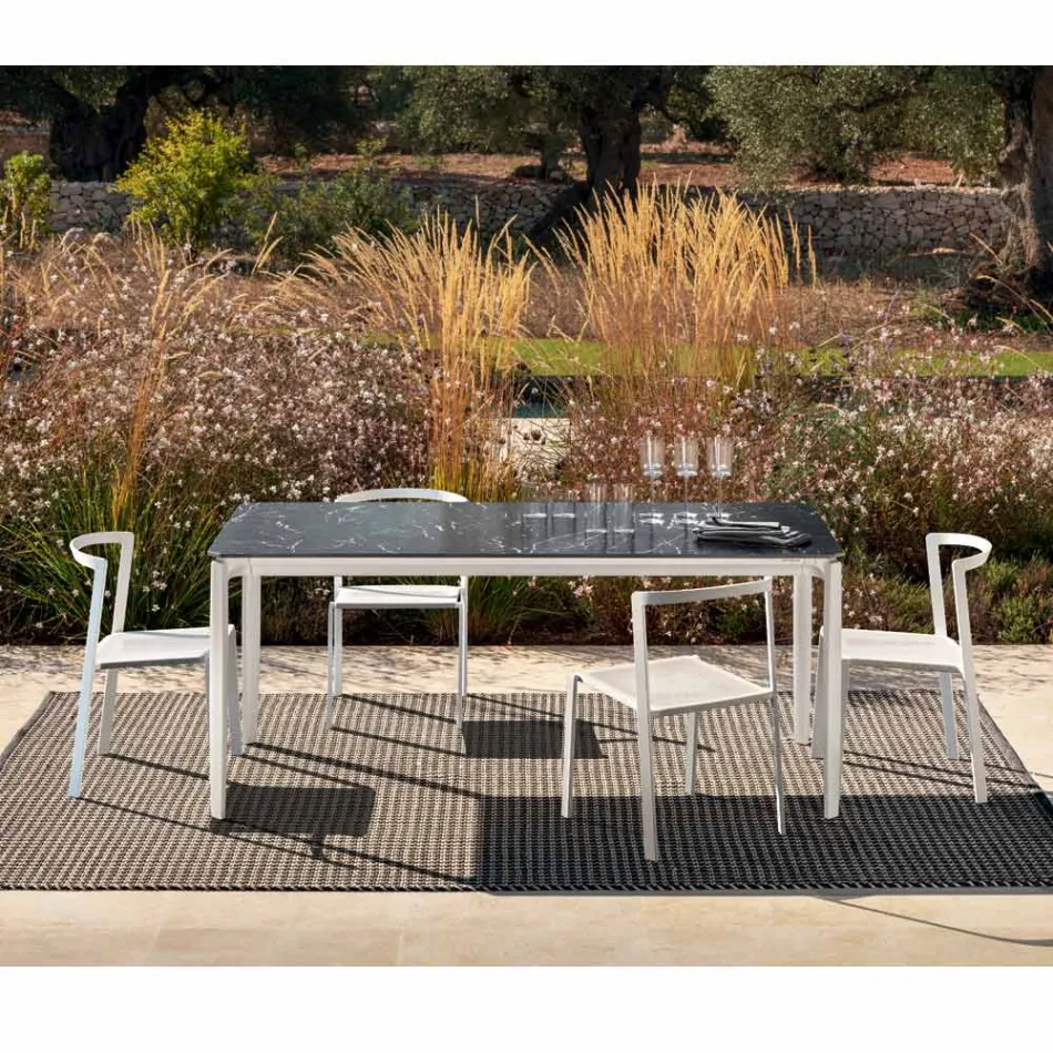 Tampo de mesa de jantar de jardim em grés porcelânico fabricado na Itália - Tarik Viadurini