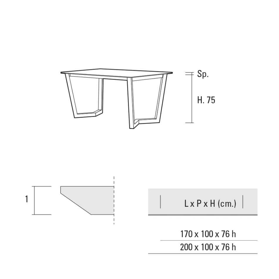 Mesa de Jantar Fixa em Metal e Hpl Estratificado Made in Italy - Bastiano Viadurini