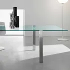 Mesa de Jantar em Vidro Transparente e Metal Várias Cores 5 Tamanhos - Aschio Viadurini
