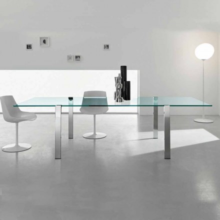 Mesa de Jantar em Vidro Transparente e Metal Várias Cores 5 Tamanhos - Aschio Viadurini