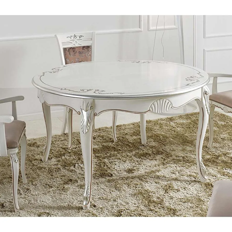 Mesa de jantar redonda extensível 240 cm em madeira made in Italy - barroco Viadurini