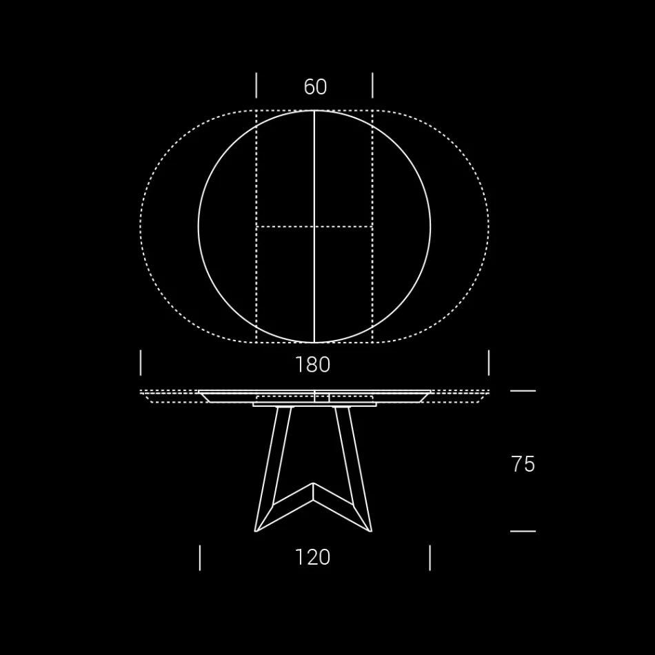 Mesa de jantar redonda com tampo extensível até 180 cm Made in Italy - Muschio Viadurini