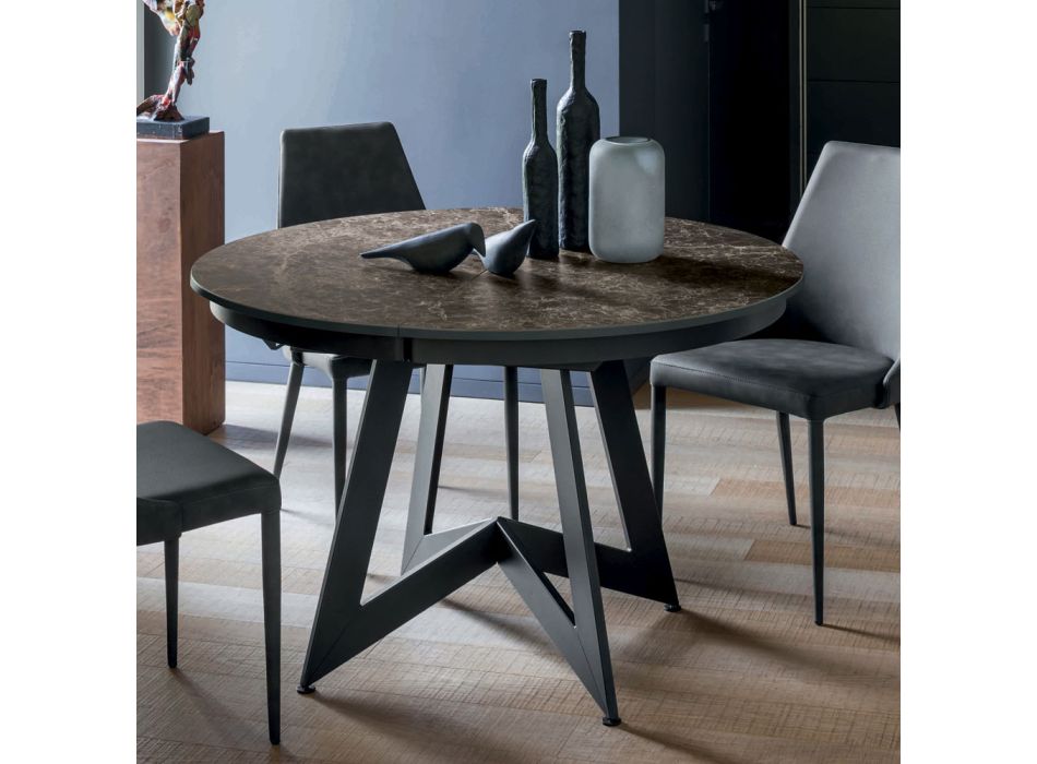 Mesa de jantar redonda com tampo extensível até 180 cm Made in Italy - Muschio Viadurini