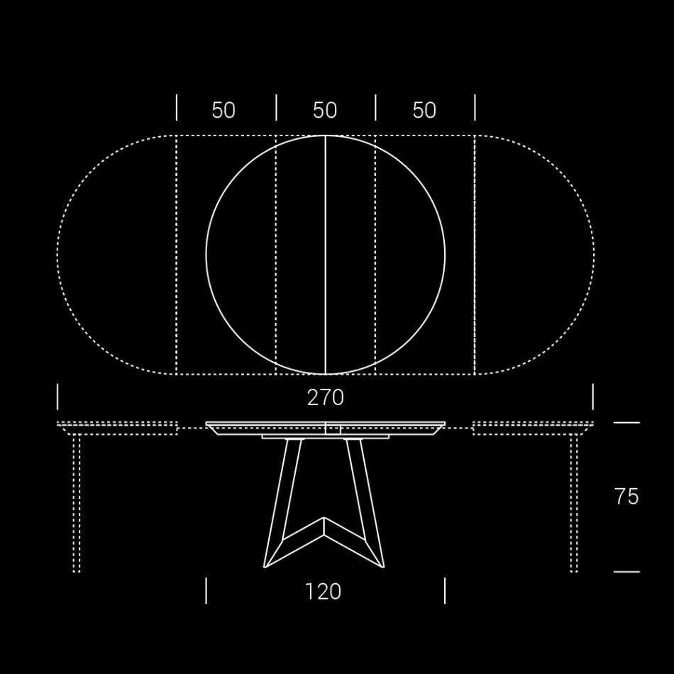 Mesa de jantar redonda extensível até 270 cm em cerâmica fabricada na Itália - Muschio Viadurini