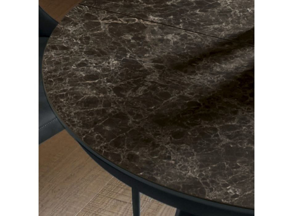 Mesa de jantar redonda extensível até 270 cm em cerâmica fabricada na Itália - Muschio Viadurini