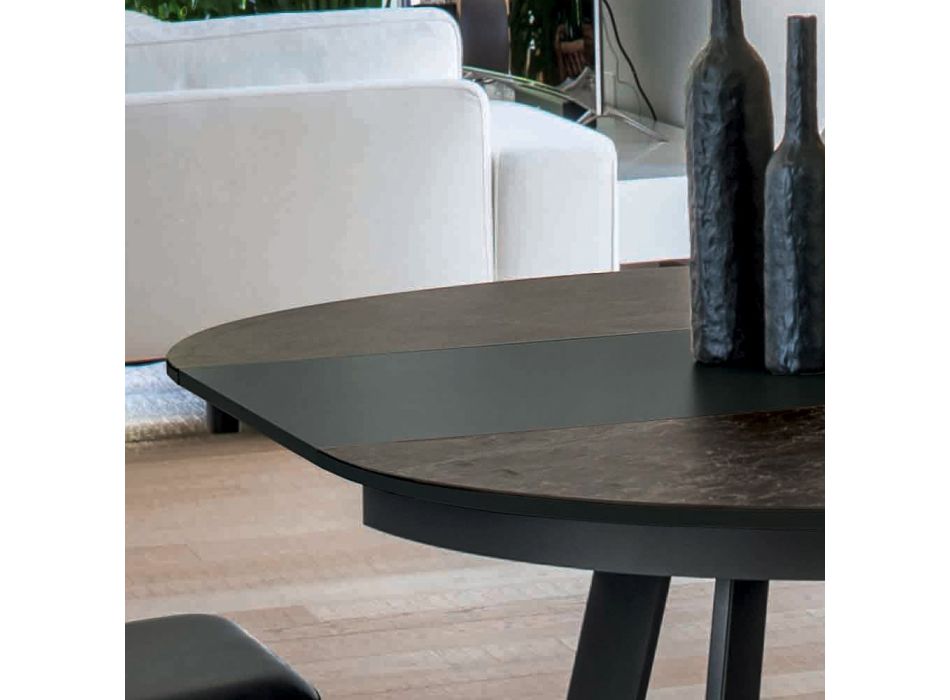 Mesa de jantar redonda extensível até 270 cm em cerâmica fabricada na Itália - Muschio Viadurini
