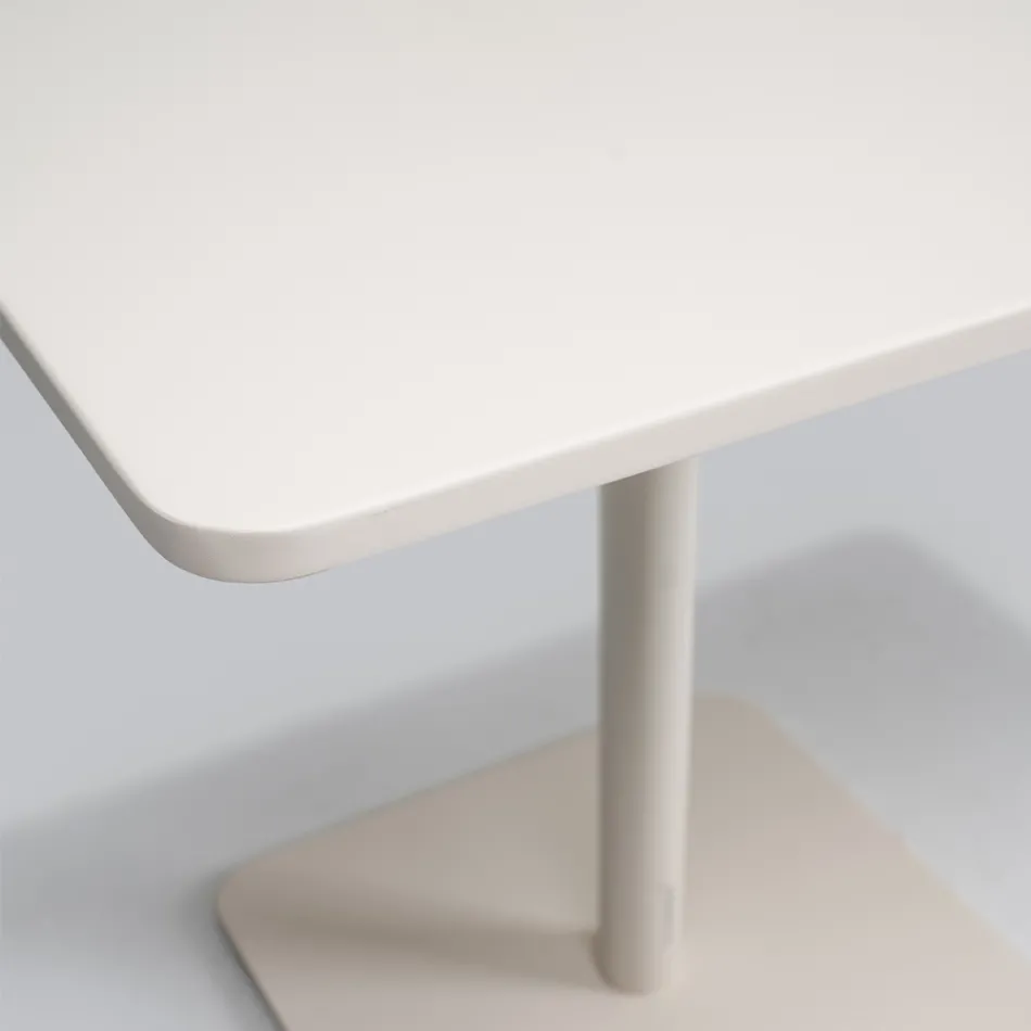 Mesa Quadrada 80x80 cm Exterior em Alumínio Bege - Alfresco Viadurini